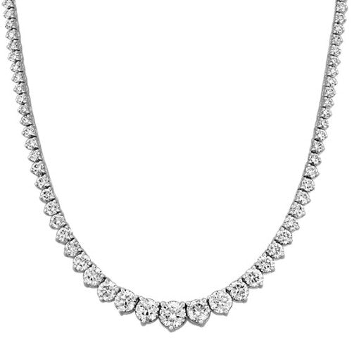 15.45 ct Graduated Diamond Tennis Necklace in 18K White Gold