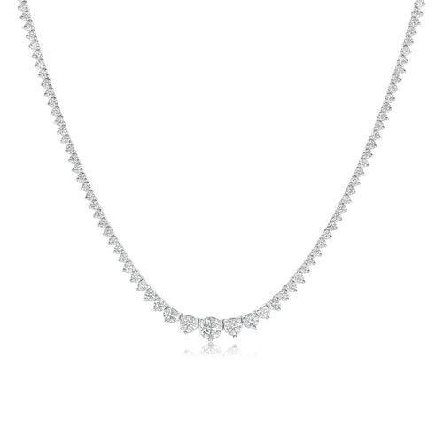 11.62 ct Graduated Diamond Tennis Necklace in 18K White Gold