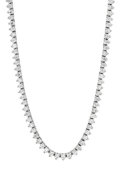 27.06 ct Diamond Tennis Necklace in 18K White Gold