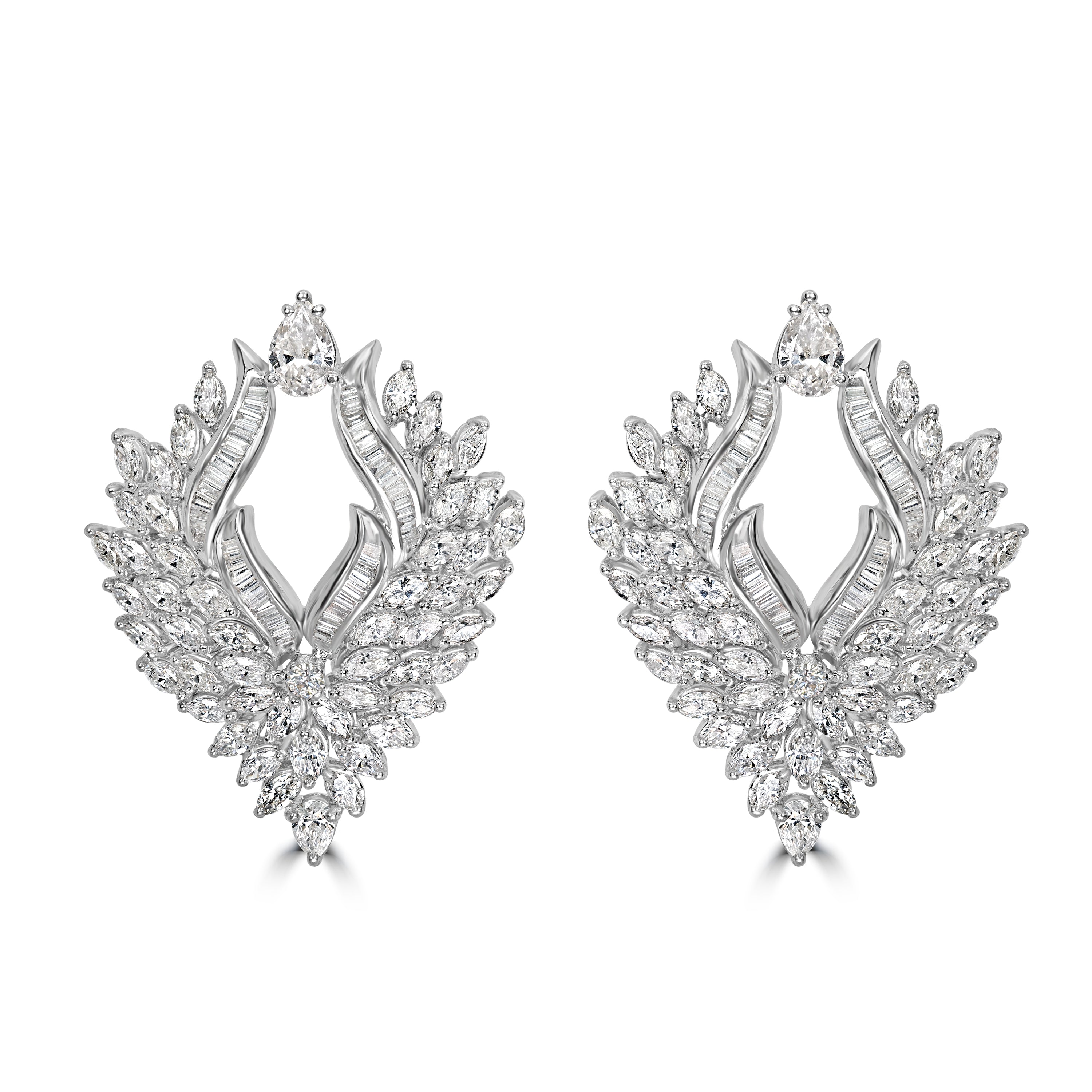 10.92 ct Diamond Earrings in 18K White Gold