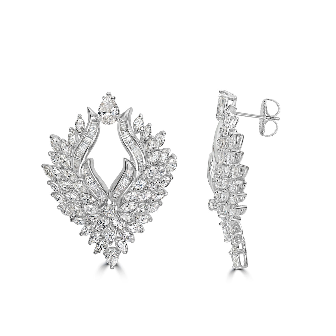 10.92 ct Diamond Earrings in 18K White Gold