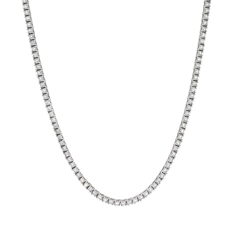 10.02 ct Diamond Tennis Necklace in 18K White Gold