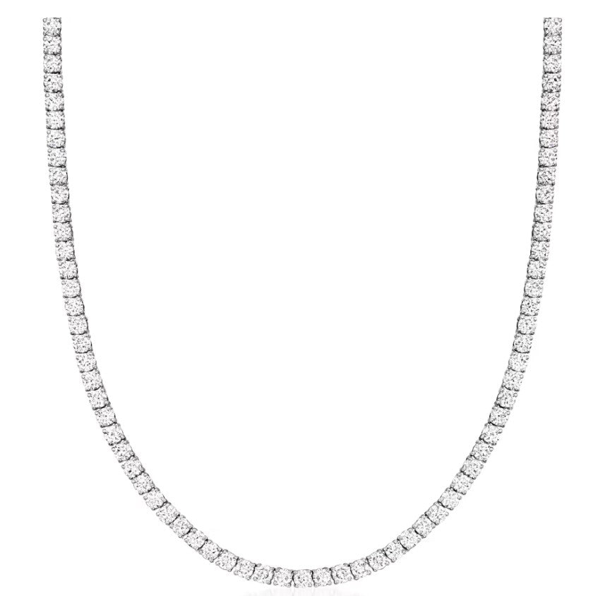 Diamond Tennis Necklace (10.02 CT Diamonds) in White Gold