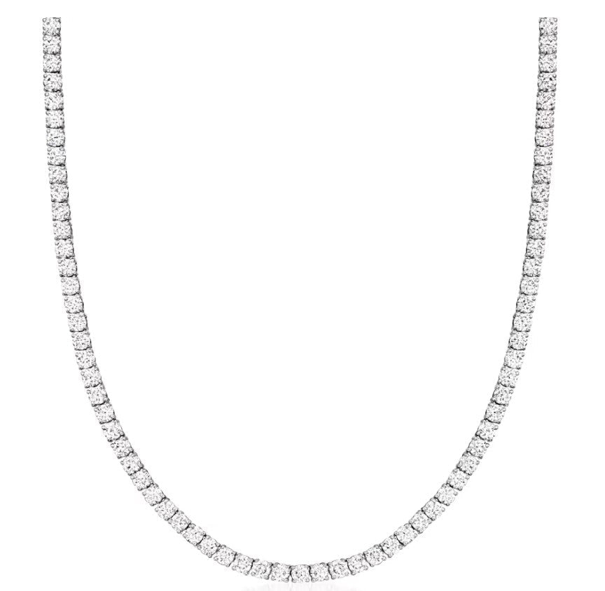 10.02 ct Diamond Tennis Necklace in 18K White Gold