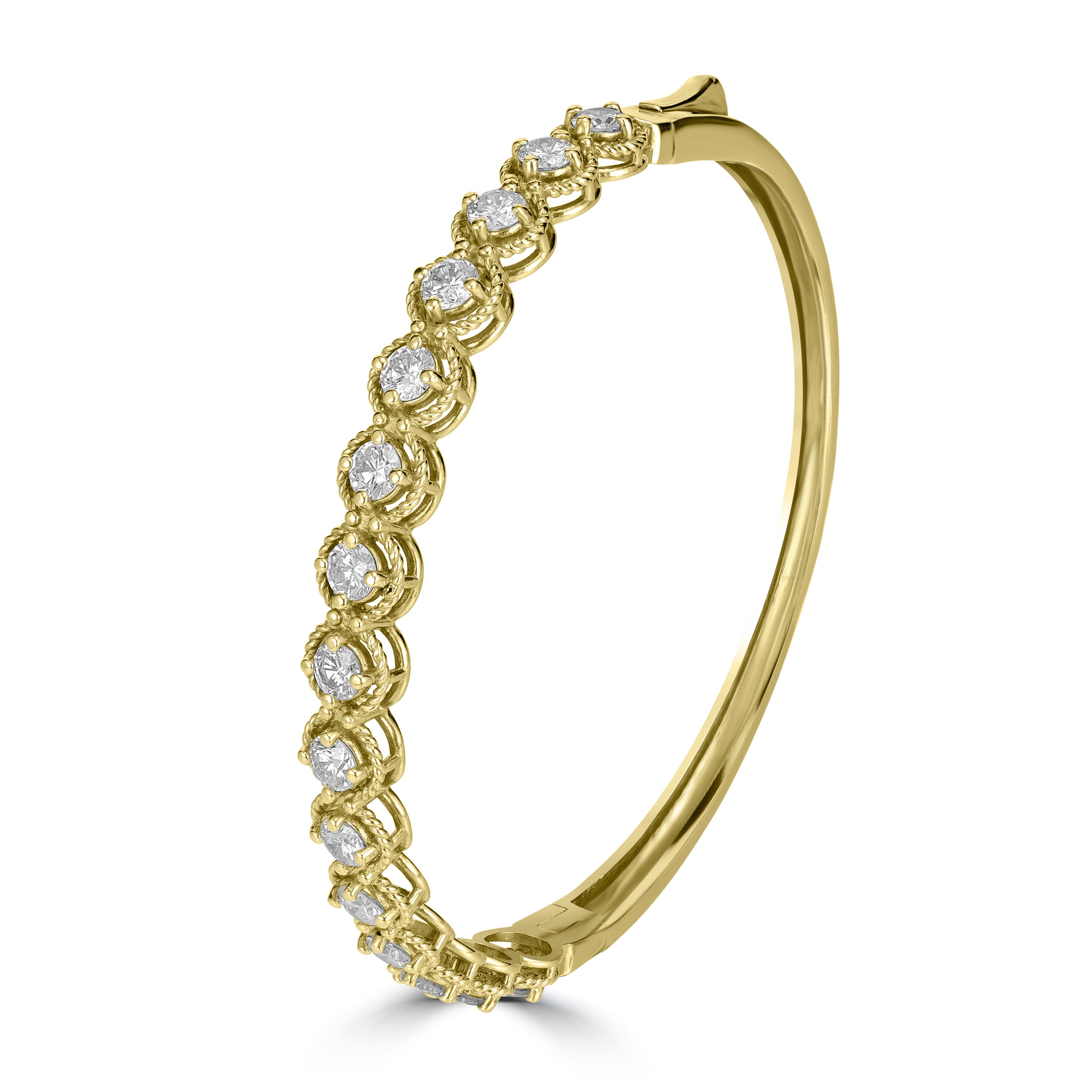 2.48 ct Diamond Bangle in 14K Yellow Gold