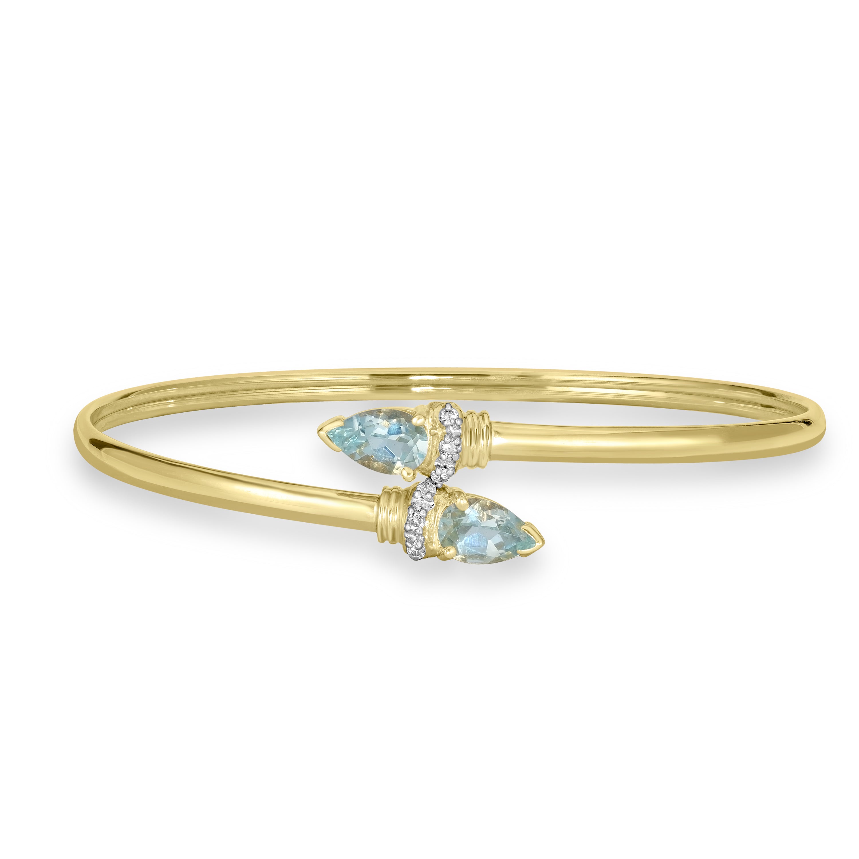 0.06 ct Aquamarine & Diamond Bangle in 14K Yellow Gold