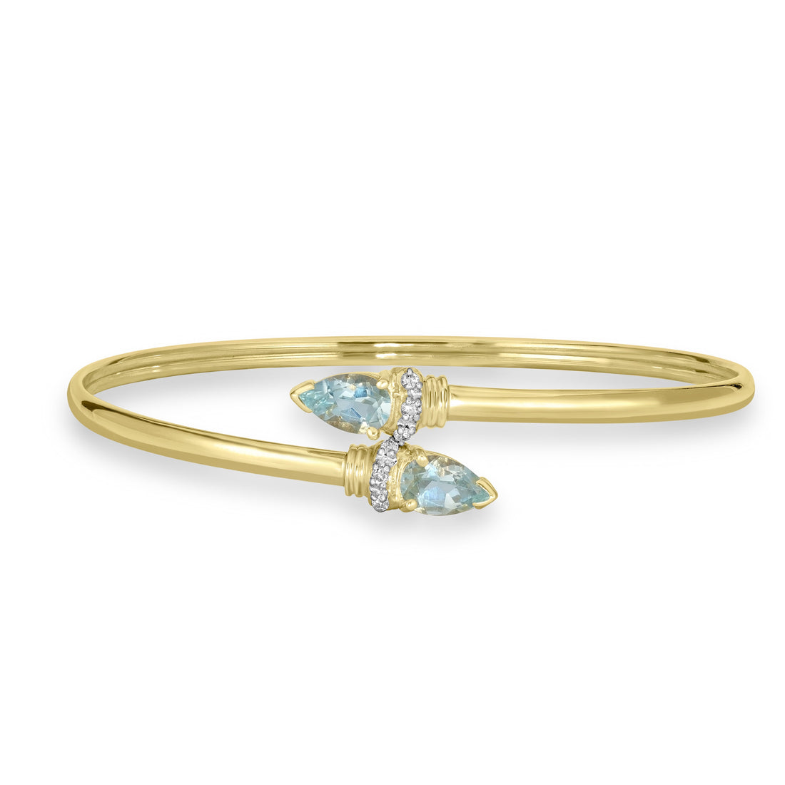 0.06 ct Aquamarine & Diamond Bangle in 14K Yellow Gold