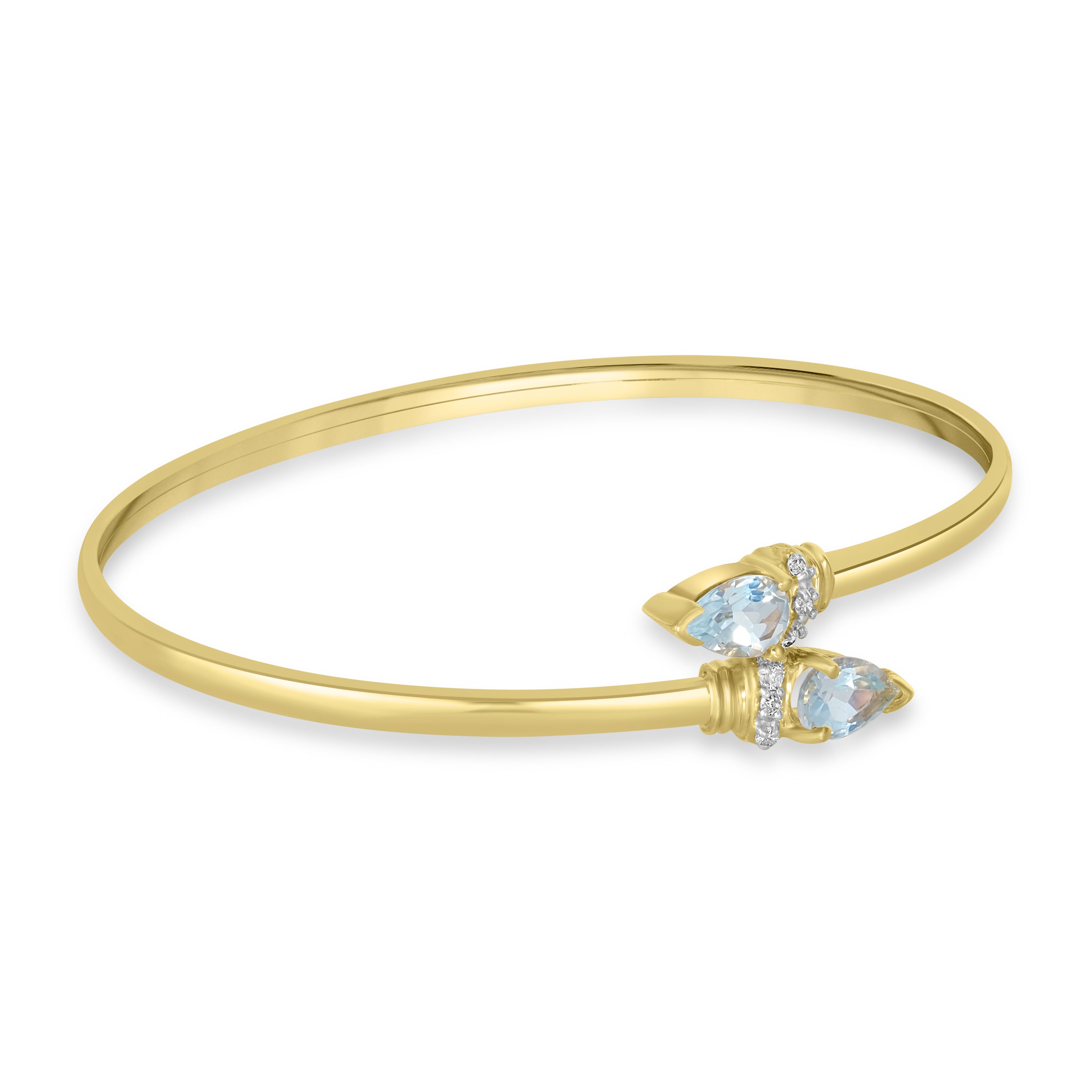0.06 ct Aquamarine & Diamond Bangle in 14K Yellow Gold