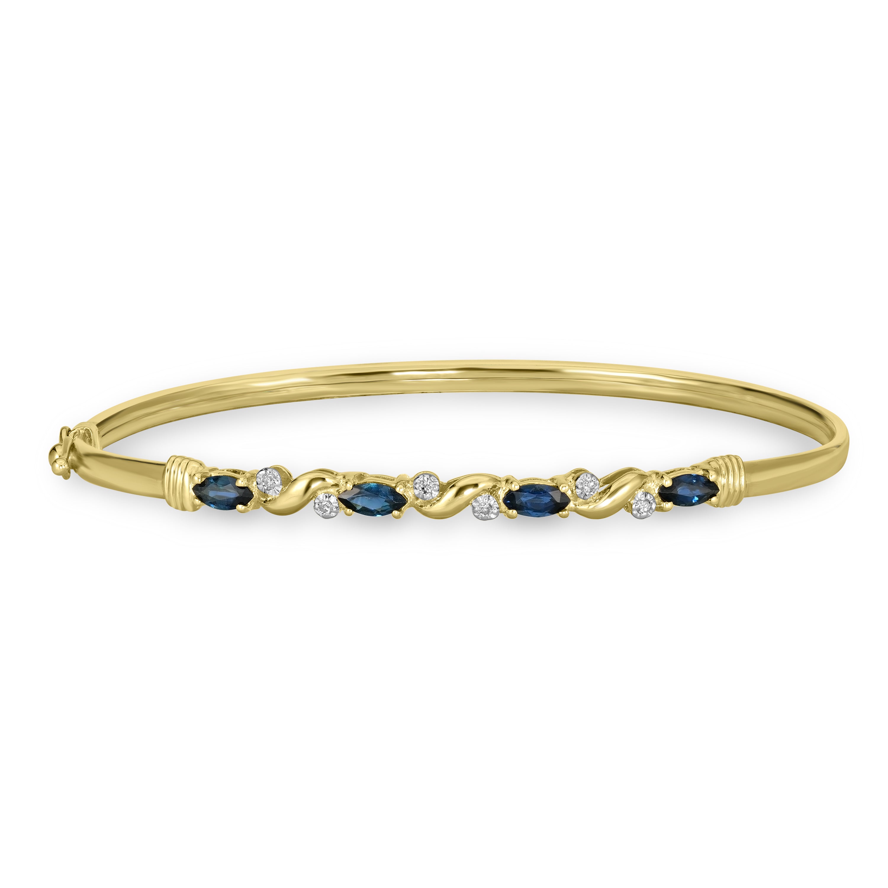 1.26 ct Sapphire & Diamond Bangle in 14K Yellow Gold