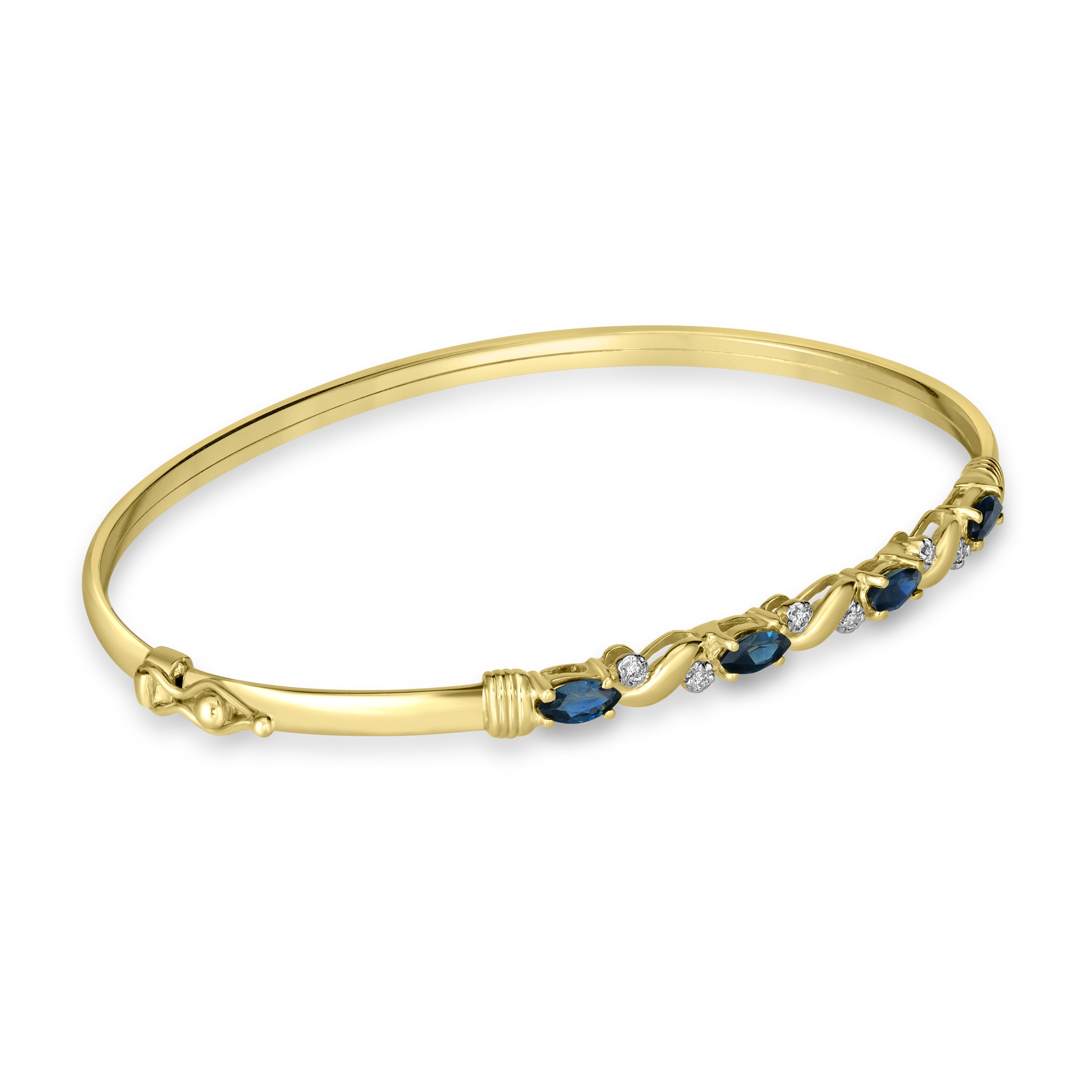 1.26 ct Sapphire & Diamond Bangle in 14K Yellow Gold