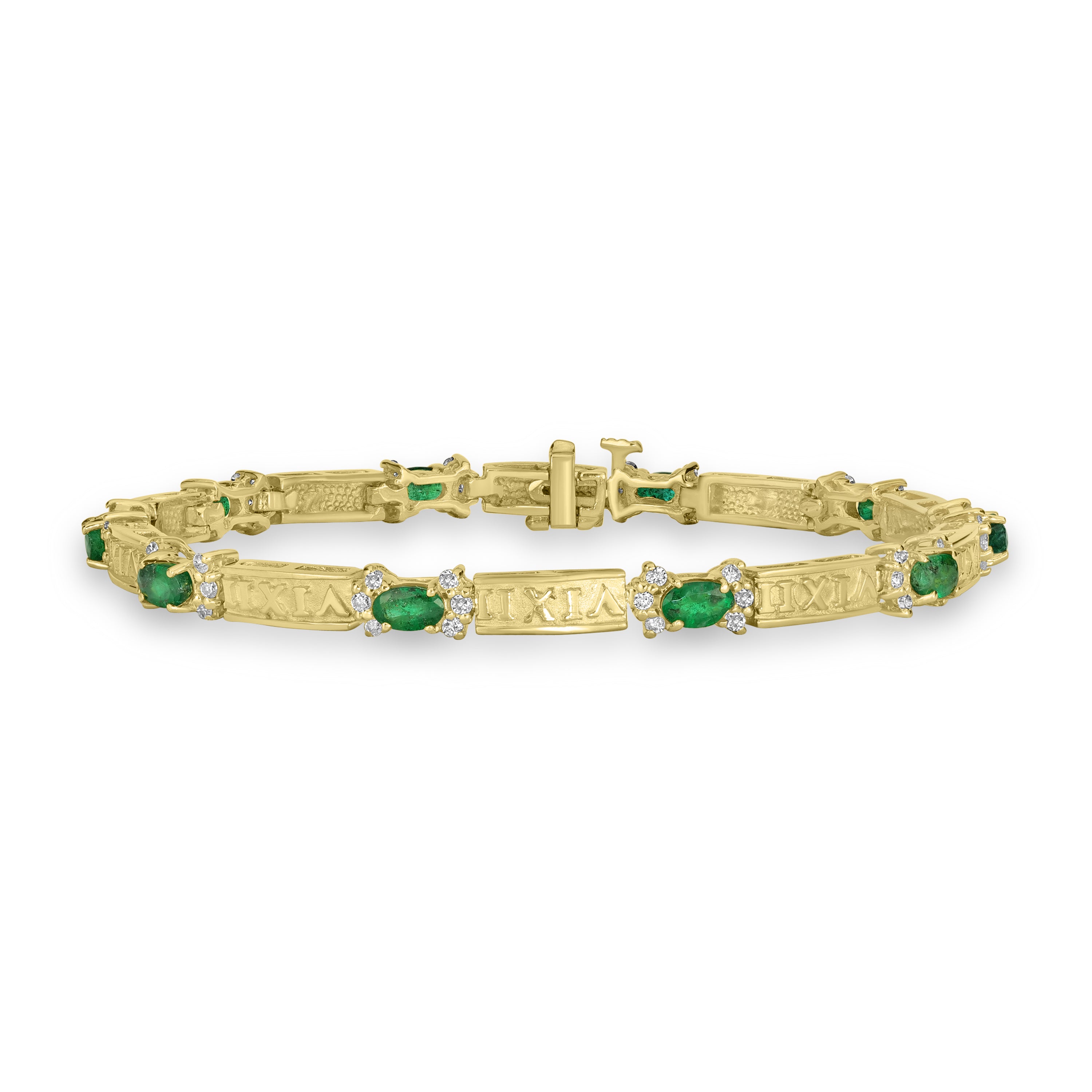 2.00 ct Emerald & Diamond Bracelet in 14K Yellow Gold
