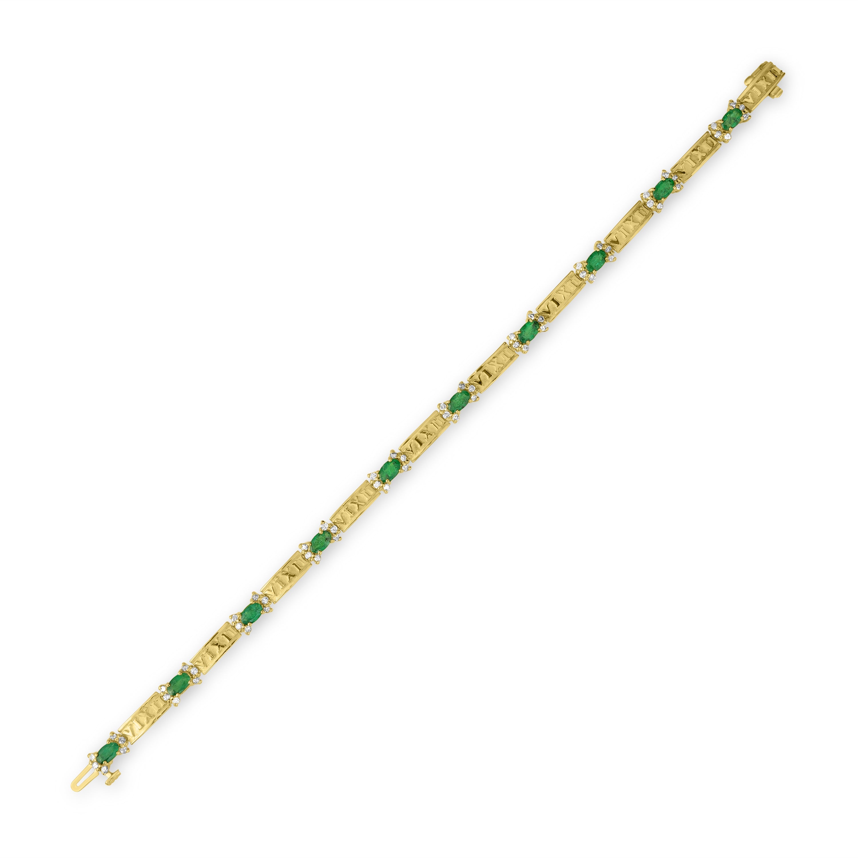 2.00 ct Emerald & Diamond Bracelet in 14K Yellow Gold