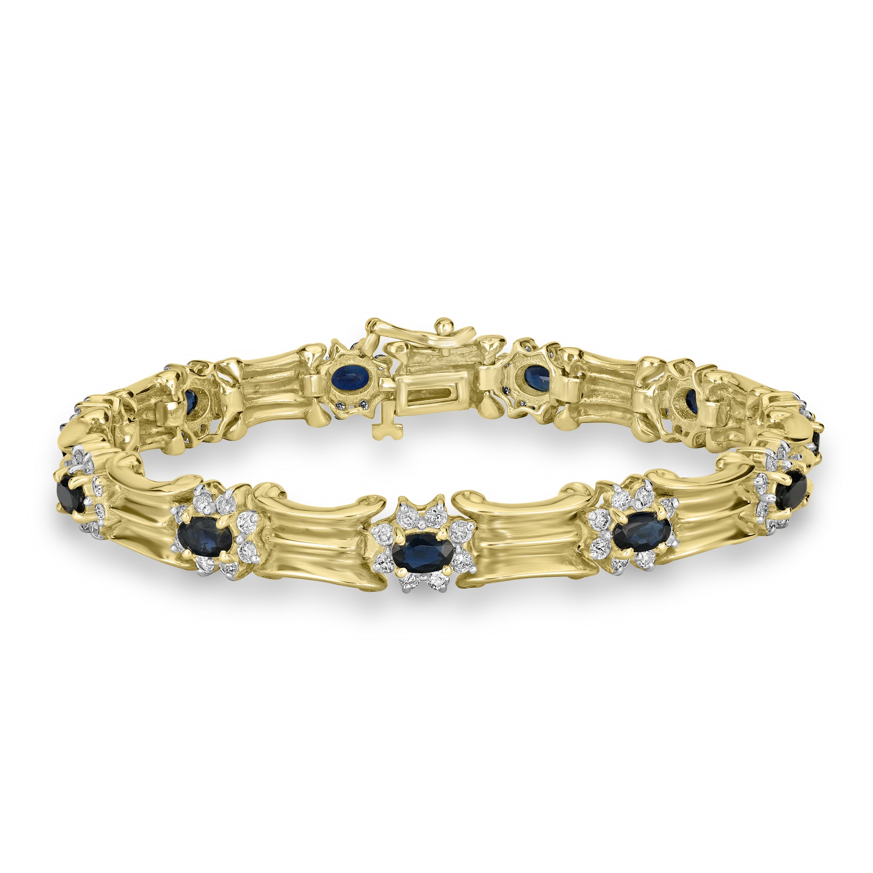 3.30 ct Sapphire & Diamond Bracelet in 14K Yellow Gold