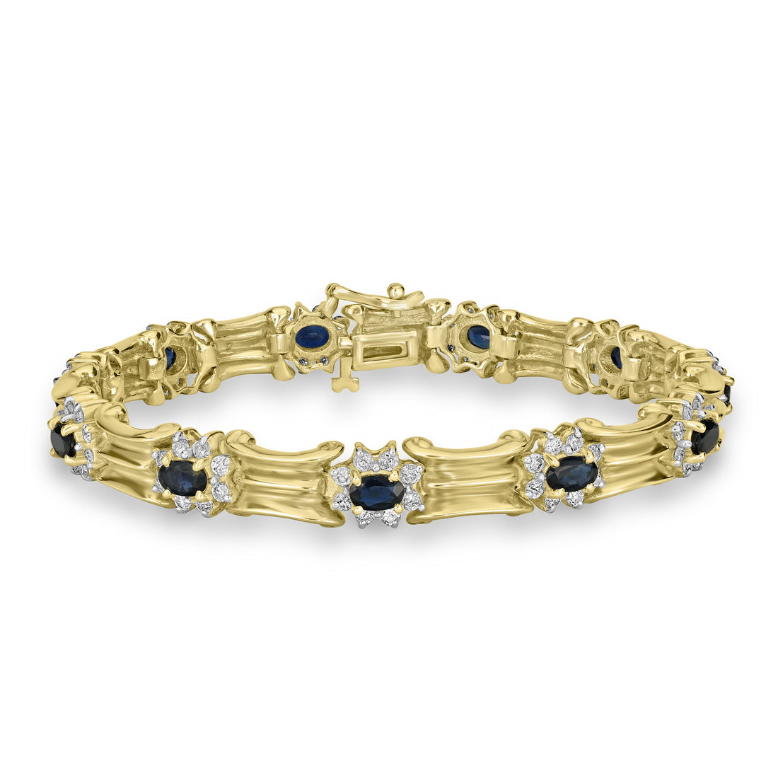 3.30 ct Sapphire & Diamond Bracelet in 14K Yellow Gold