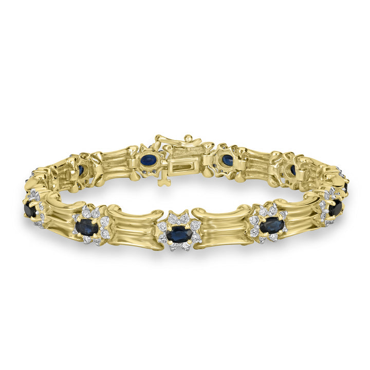 3.30 ct Sapphire & Diamond Bracelet in 14K Yellow Gold