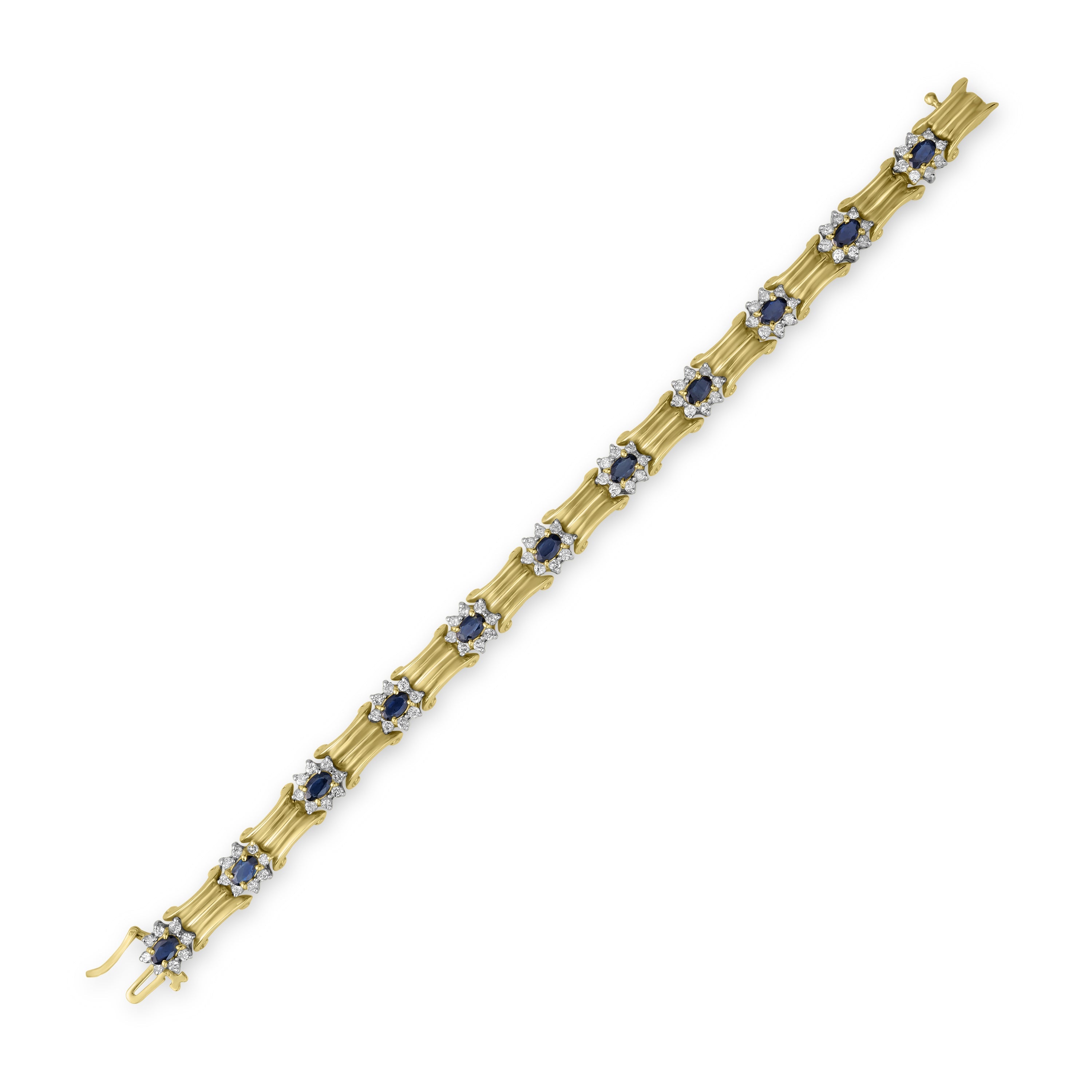 3.30 ct Sapphire & Diamond Bracelet in 14K Yellow Gold