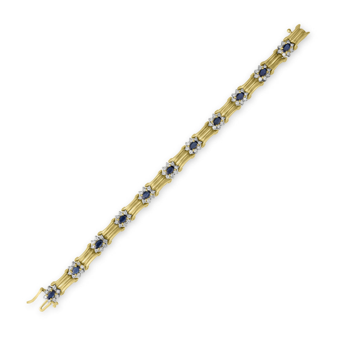 3.30 ct Sapphire & Diamond Bracelet in 14K Yellow Gold