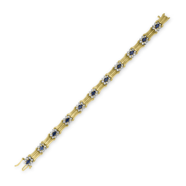 3.30 ct Sapphire & Diamond Bracelet in 14K Yellow Gold