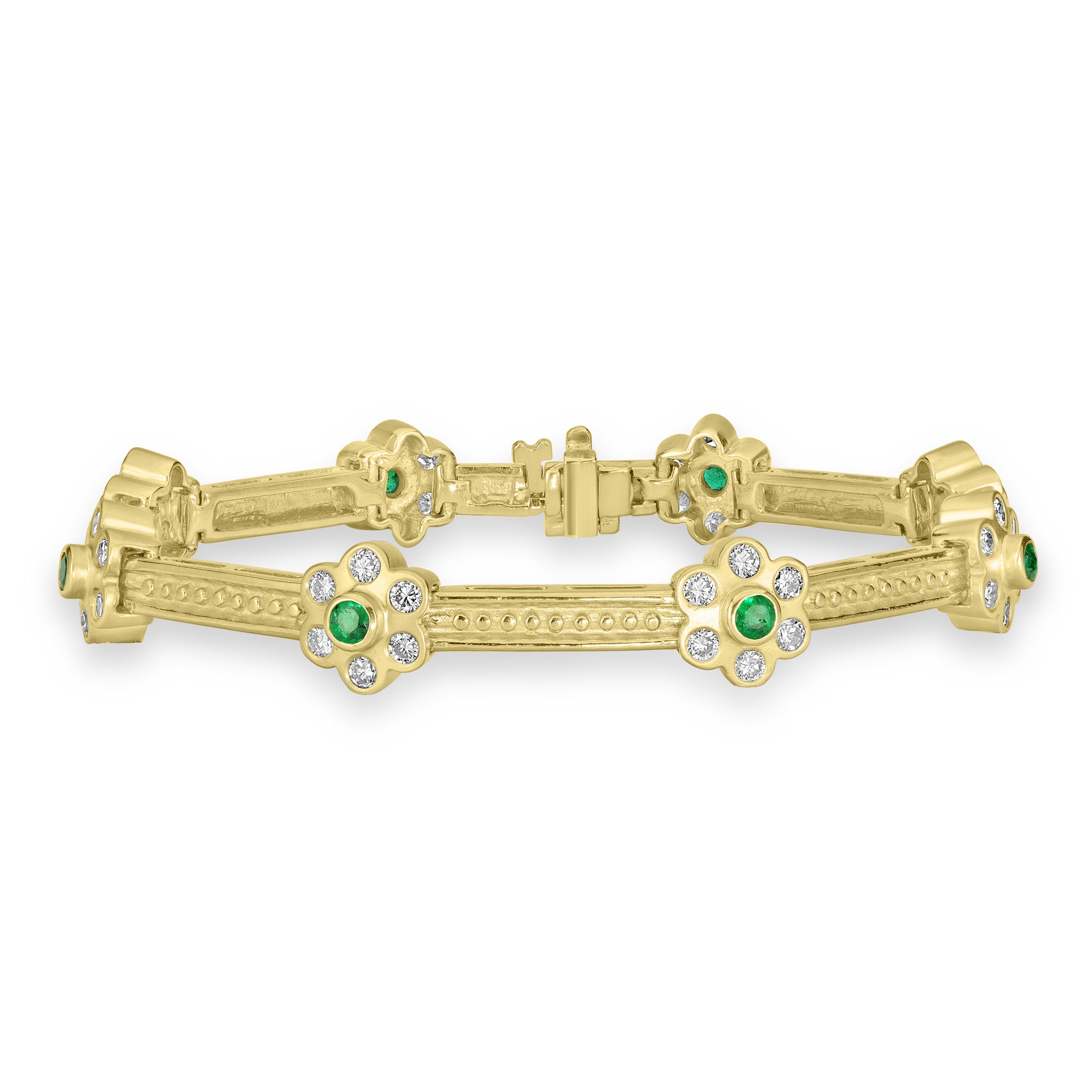 0.50 ct Emerald & Diamond Bracelet in 14K Yellow Gold