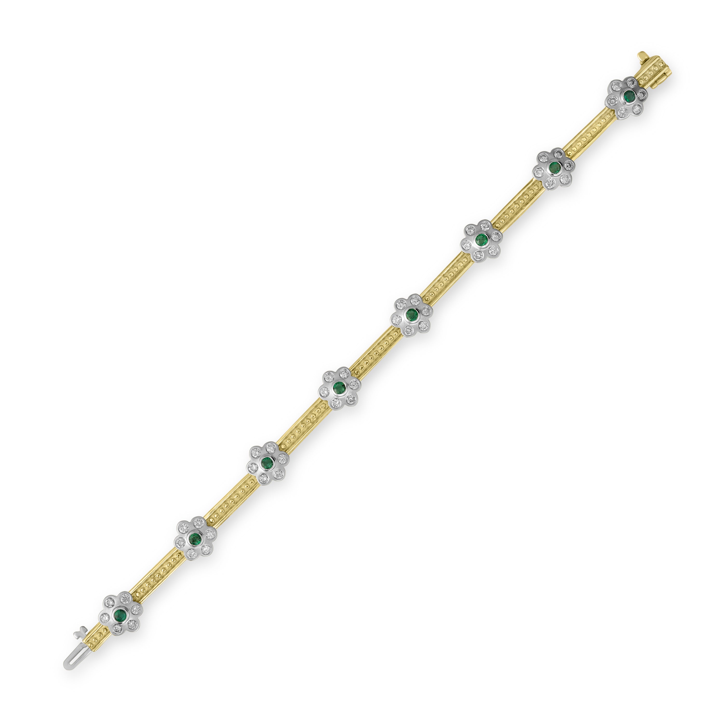 0.50 ct Emerald & Diamond Bracelet in 14K Yellow Gold