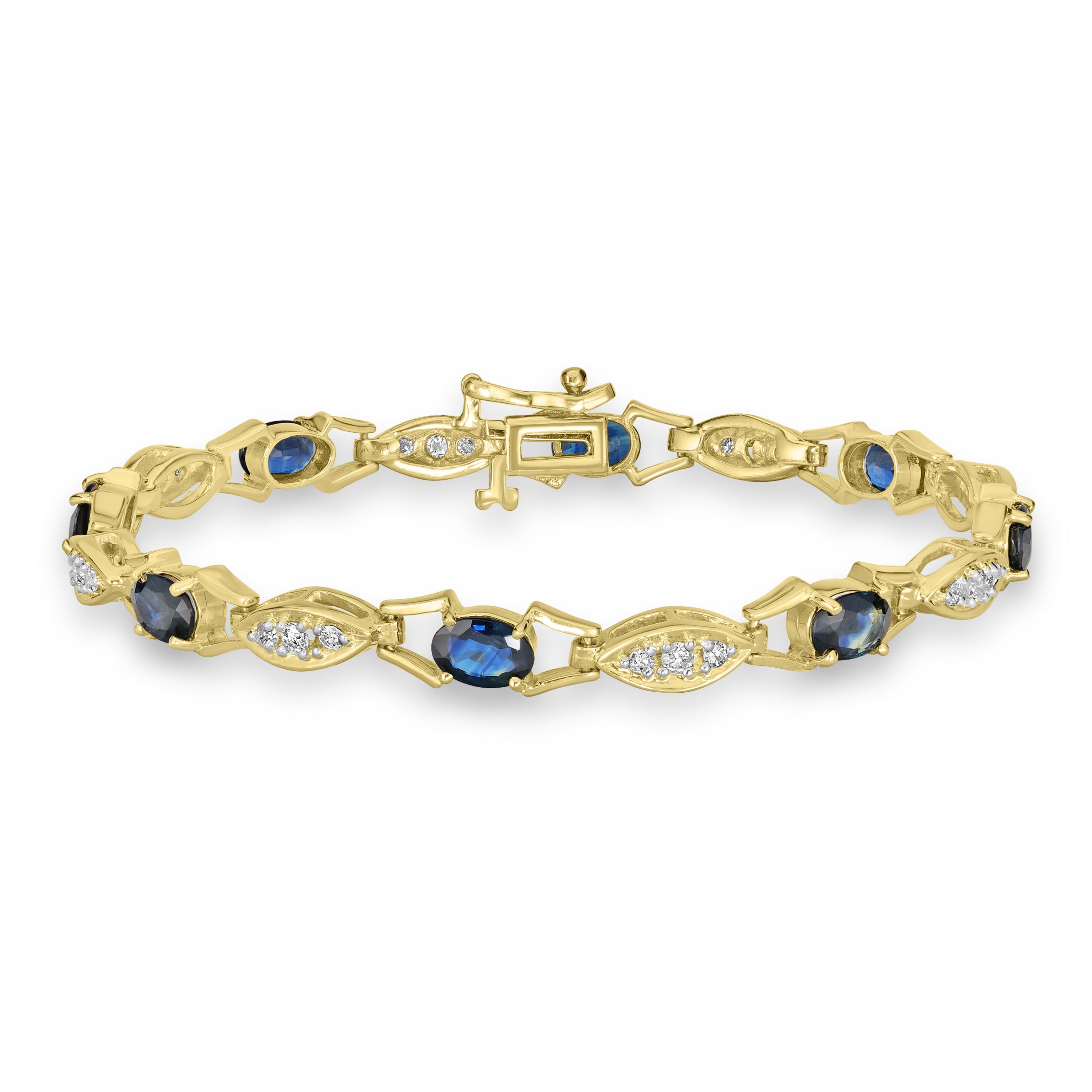 4.00 ct Sapphire & Diamond Bracelet in 14K Yellow Gold
