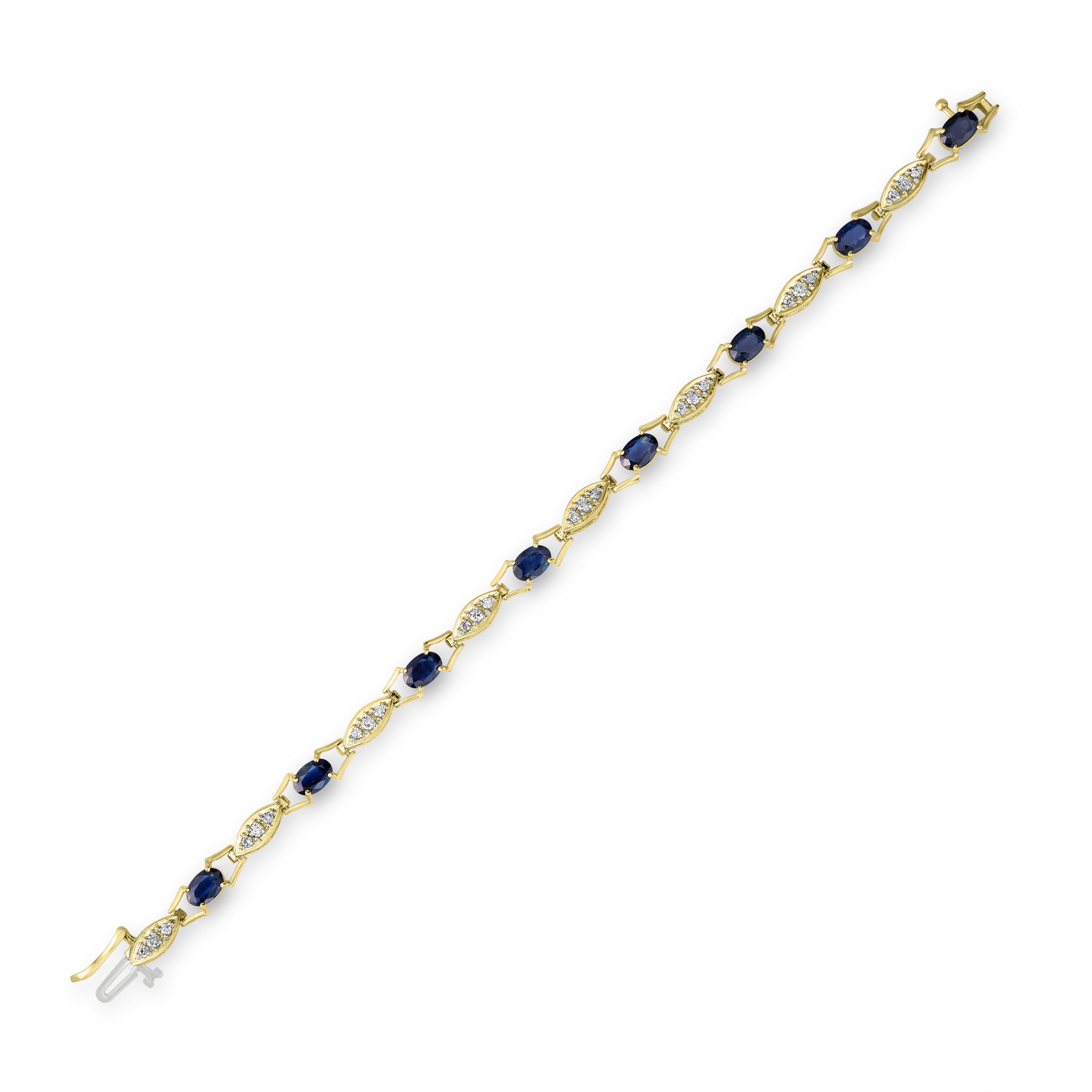4.00 ct Sapphire & Diamond Bracelet in 14K Yellow Gold