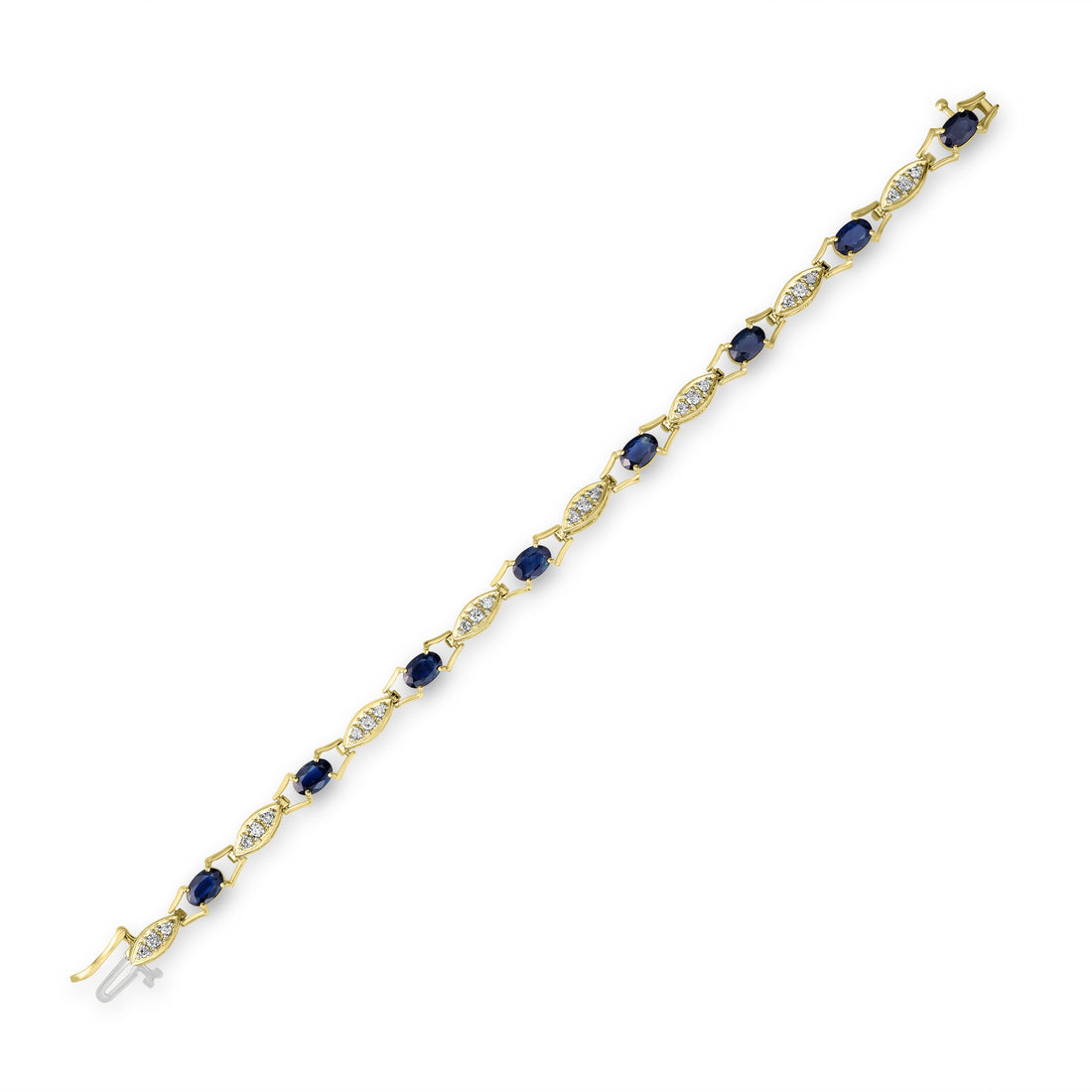 4.00 ct Sapphire & Diamond Bracelet in 14K Yellow Gold