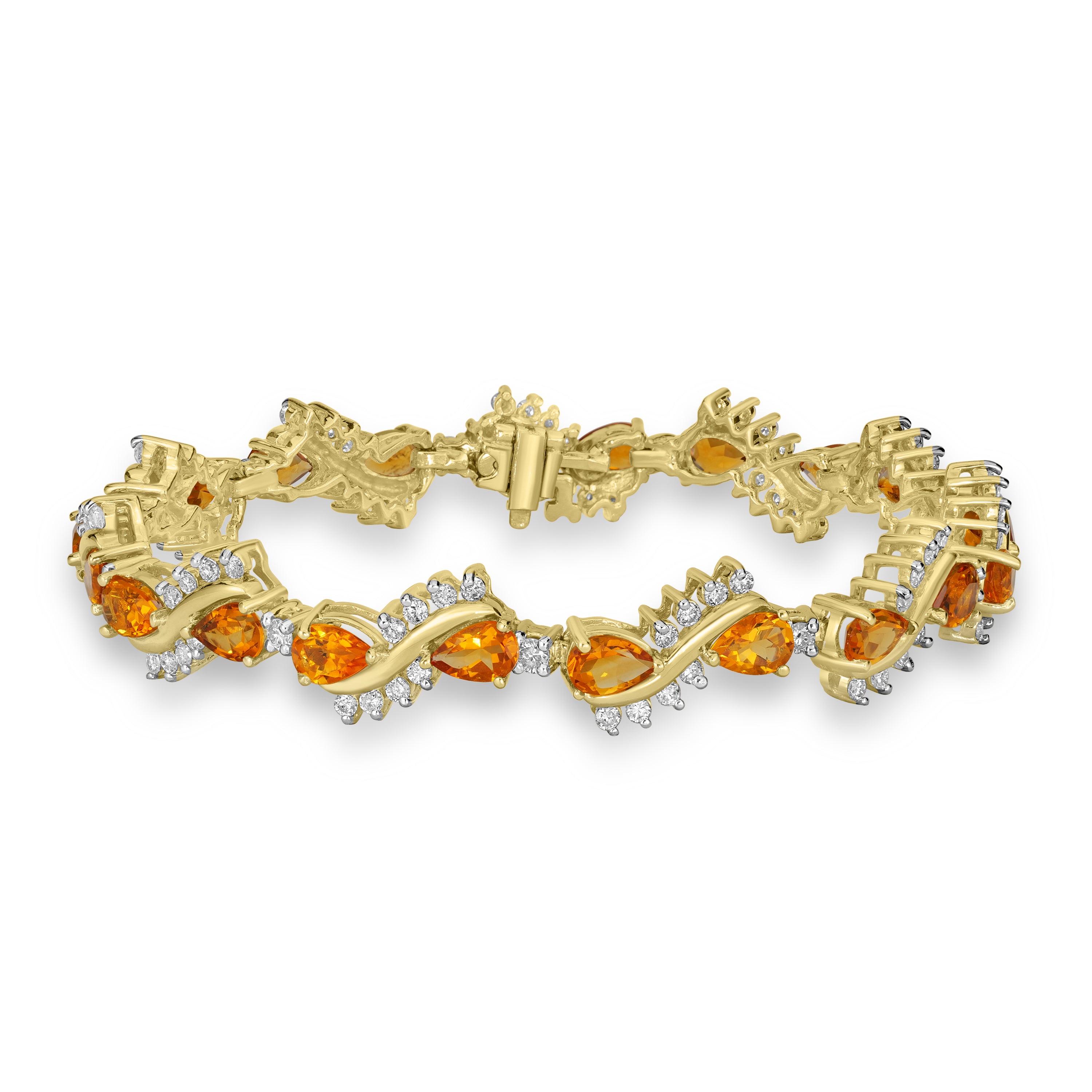 9.00 ct Citrine & Diamonds Bracelet in 14K Yellow Gold