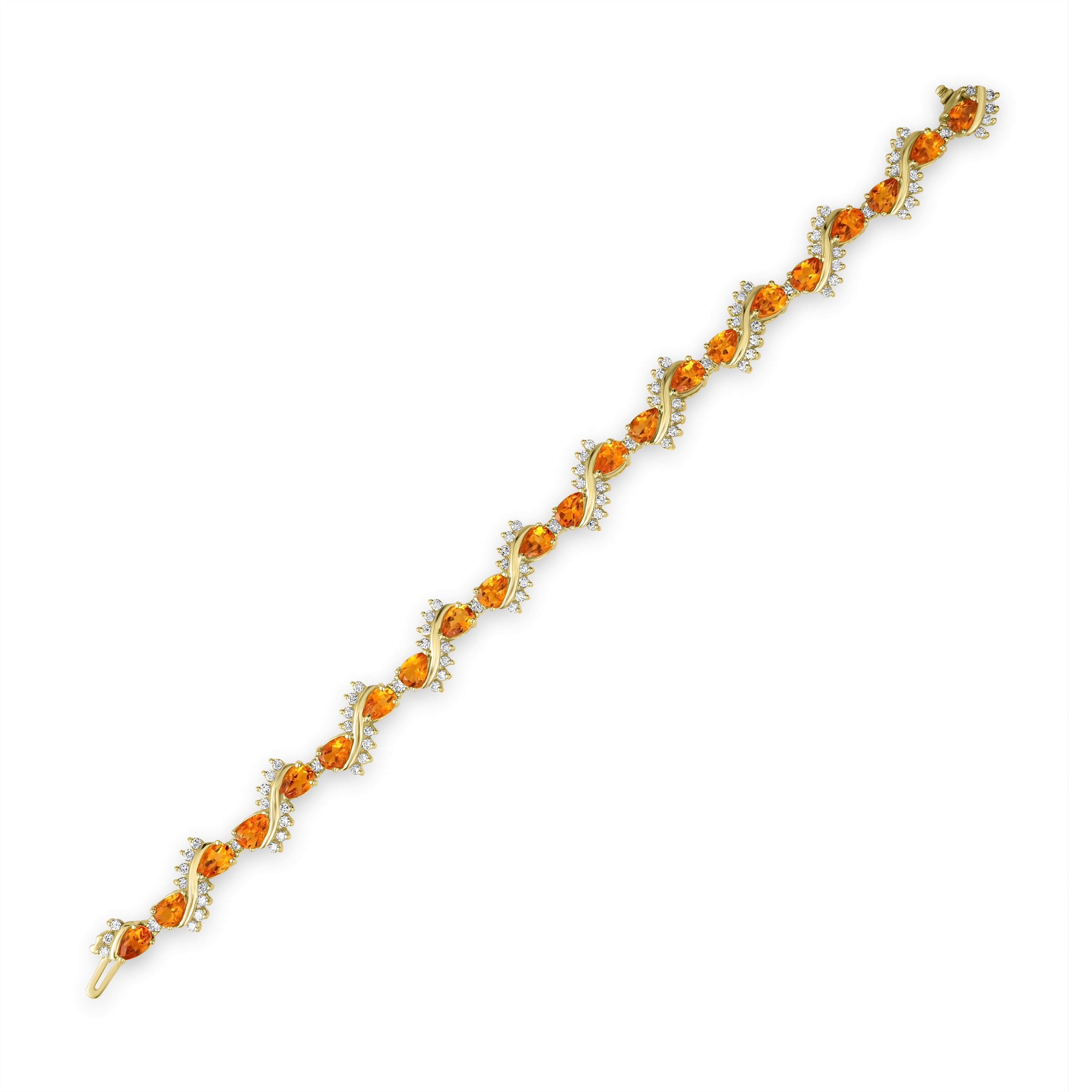9.00 ct Citrine & Diamonds Bracelet in 14K Yellow Gold