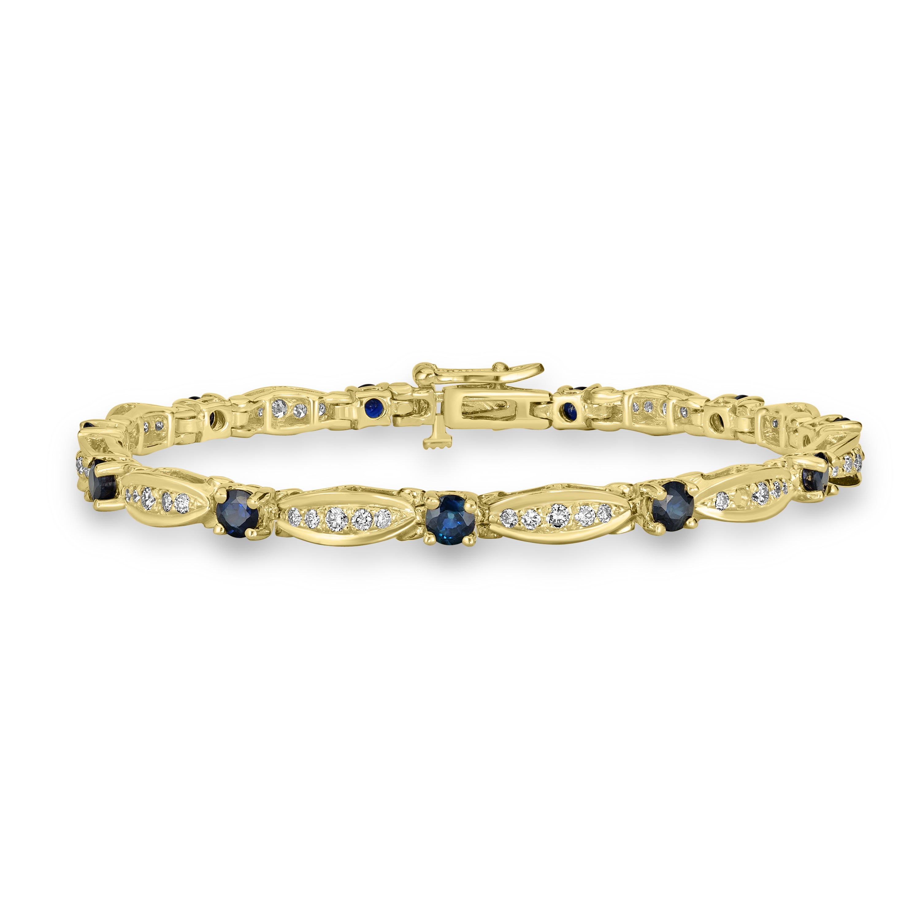 1.00 ct Sapphire & Diamond Bracelet in 14K Yellow Gold