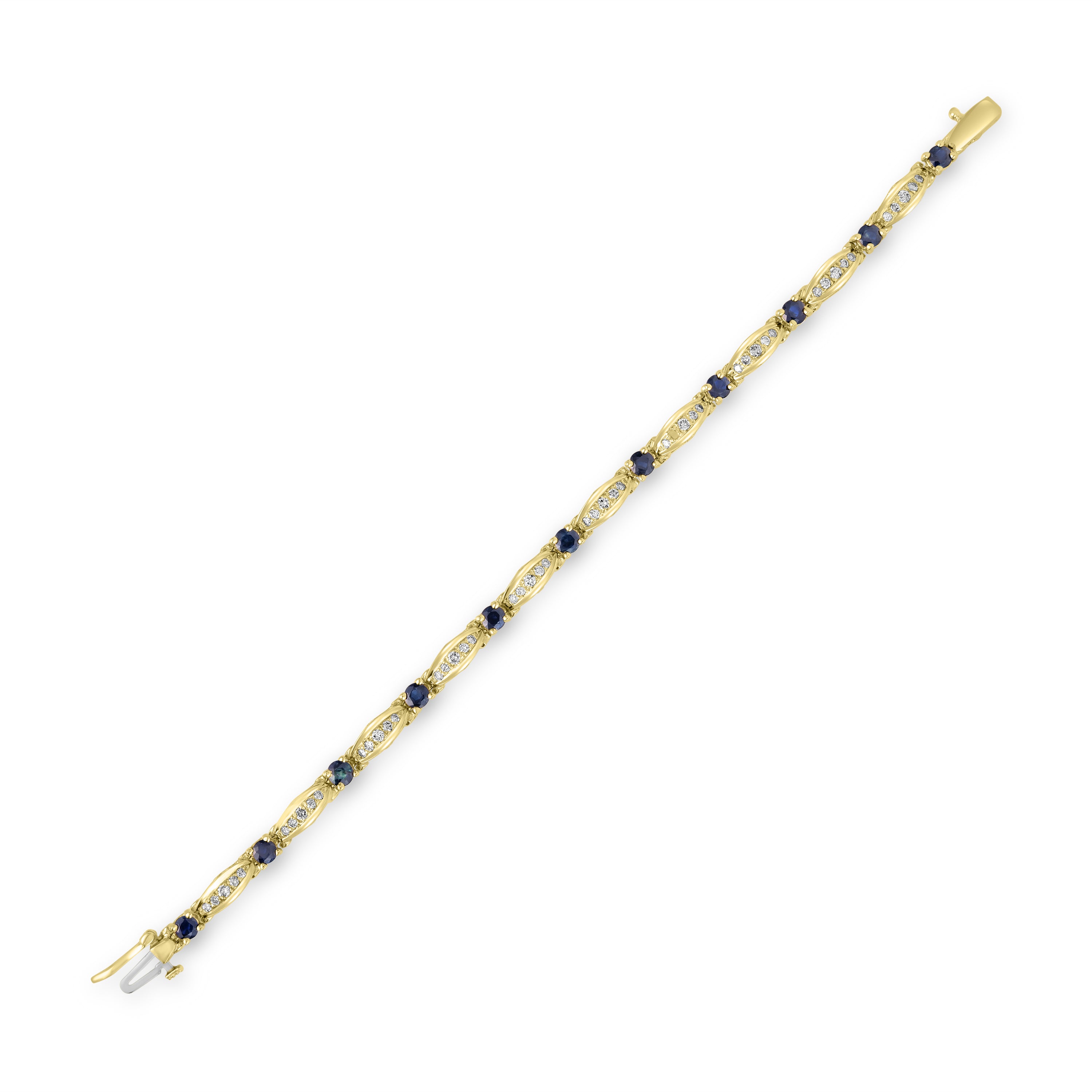 1.00 ct Sapphire & Diamond Bracelet in 14K Yellow Gold