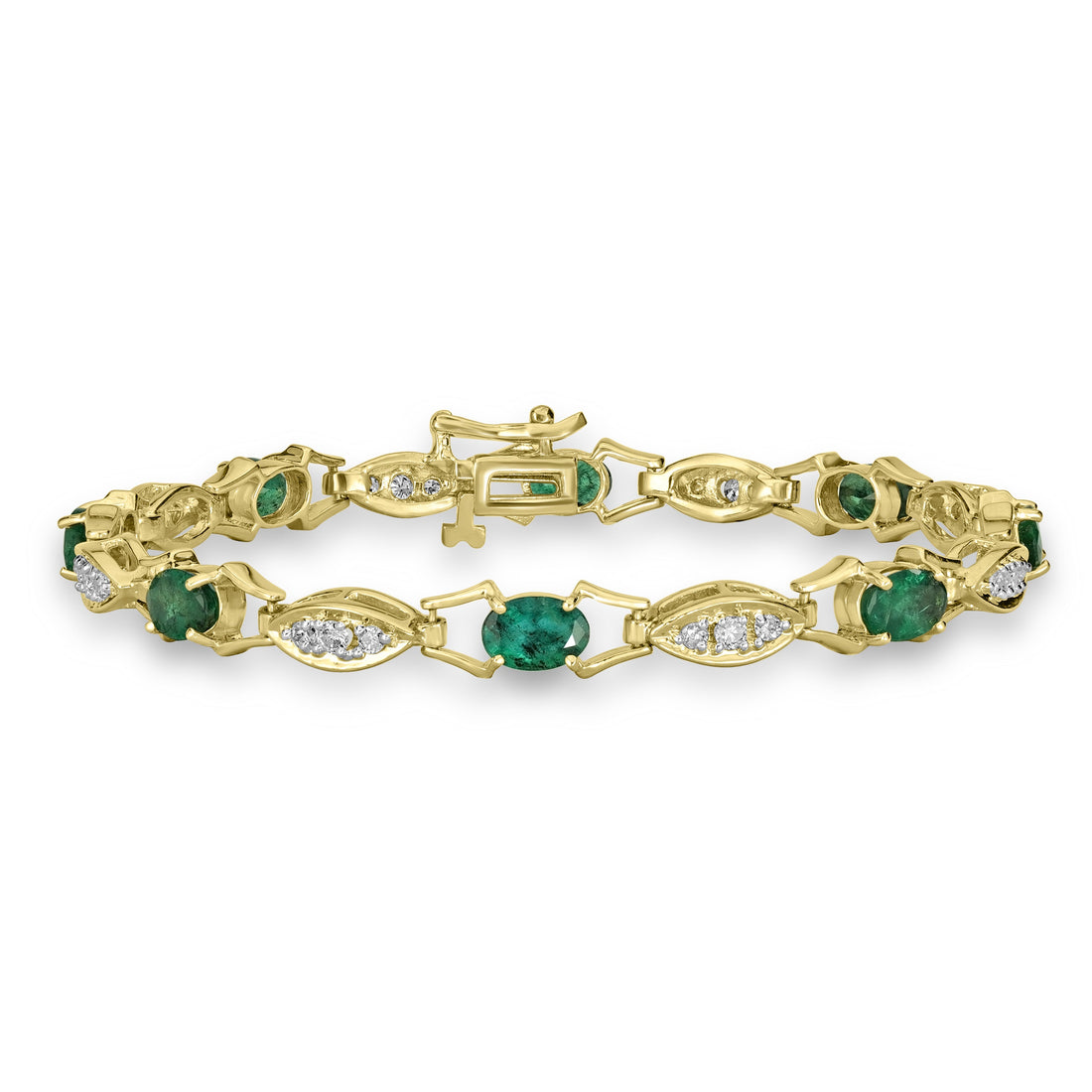 1.50 ct Emerald & Diamond Bracelet in 14K Yellow Gold