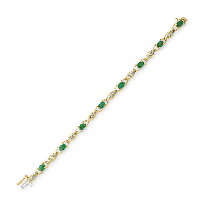 1.50 ct Emerald & Diamond Bracelet in 14K Yellow Gold