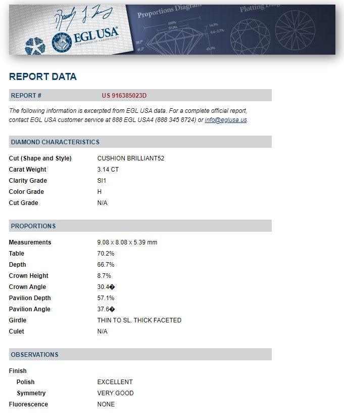 6.26 ctw Solitaire Cushion Diamond Studs in Platinum - EGL Certified