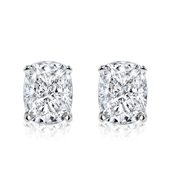 Certified Solitaire Cushion Diamond Studs 6.26 Carat in Platinum