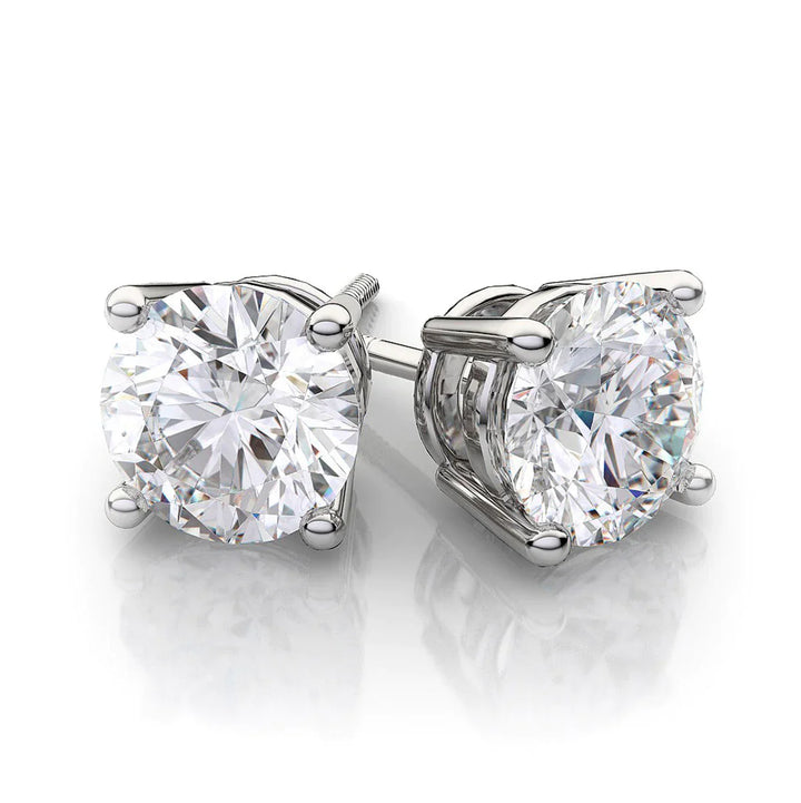 6.24 ct Round Solitaire Diamond Studs in 18K White Gold - GIA Certified