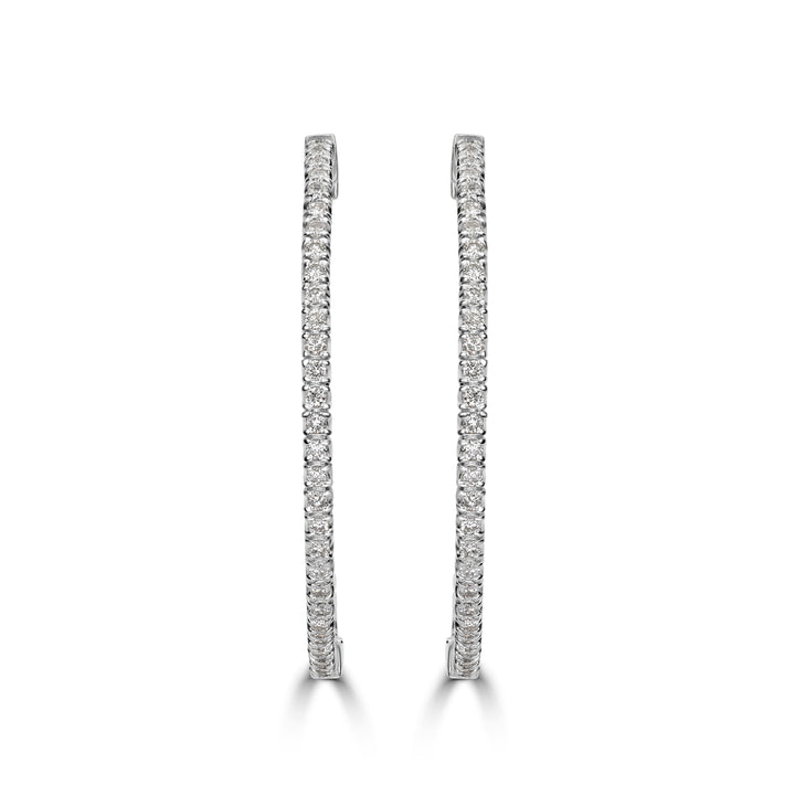 2.00 ct Diamond Inside-Out Hoop Earrings in 14K White Gold