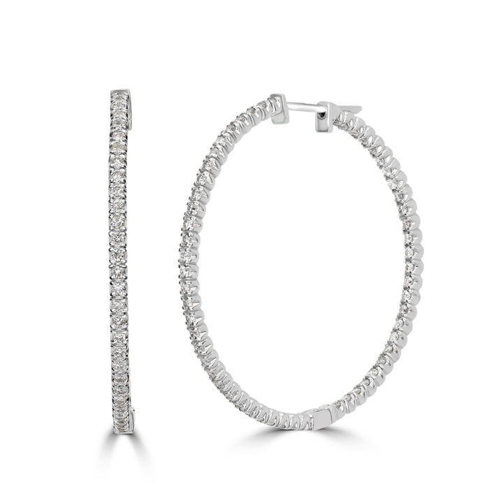 2.00 ct Diamond Inside-Out Hoop Earrings in 14K White Gold