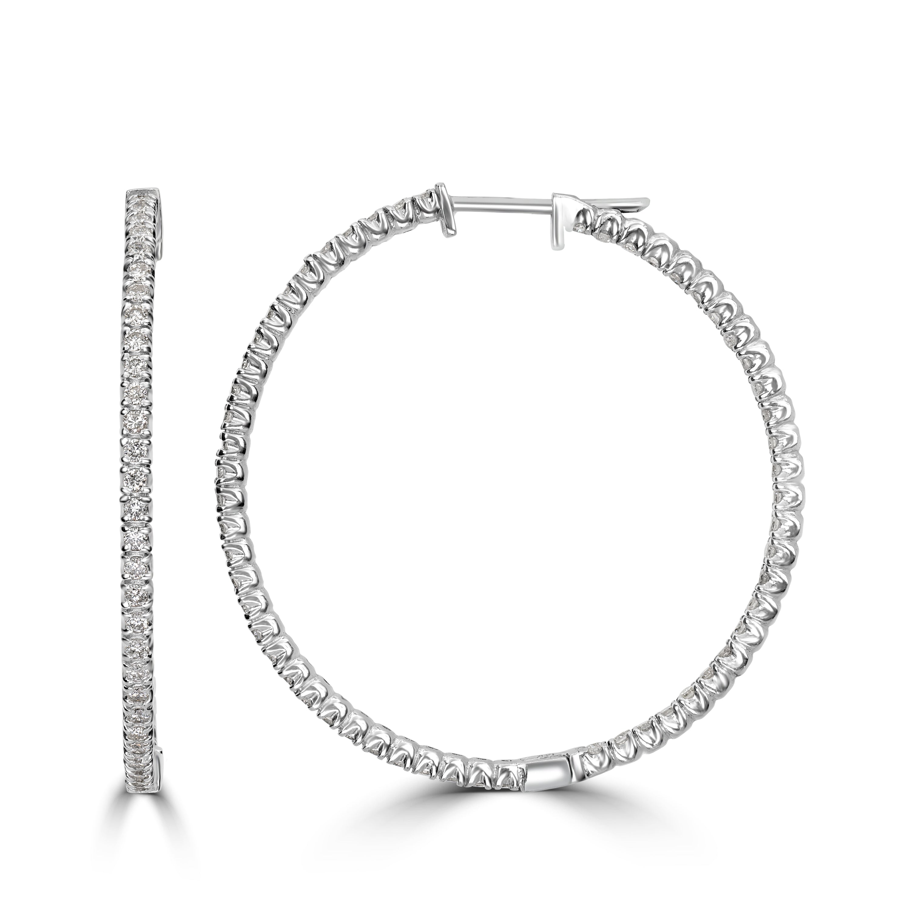 2.00 ct Diamond Inside-Out Hoop Earrings in 14K White Gold