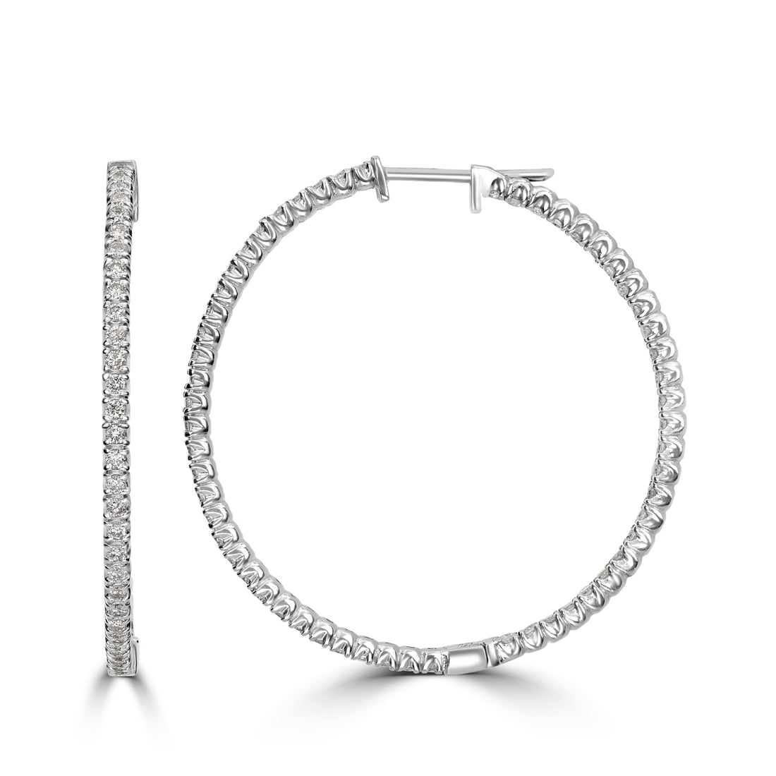 2.00 ct Diamond Inside-Out Hoop Earrings in 14K White Gold