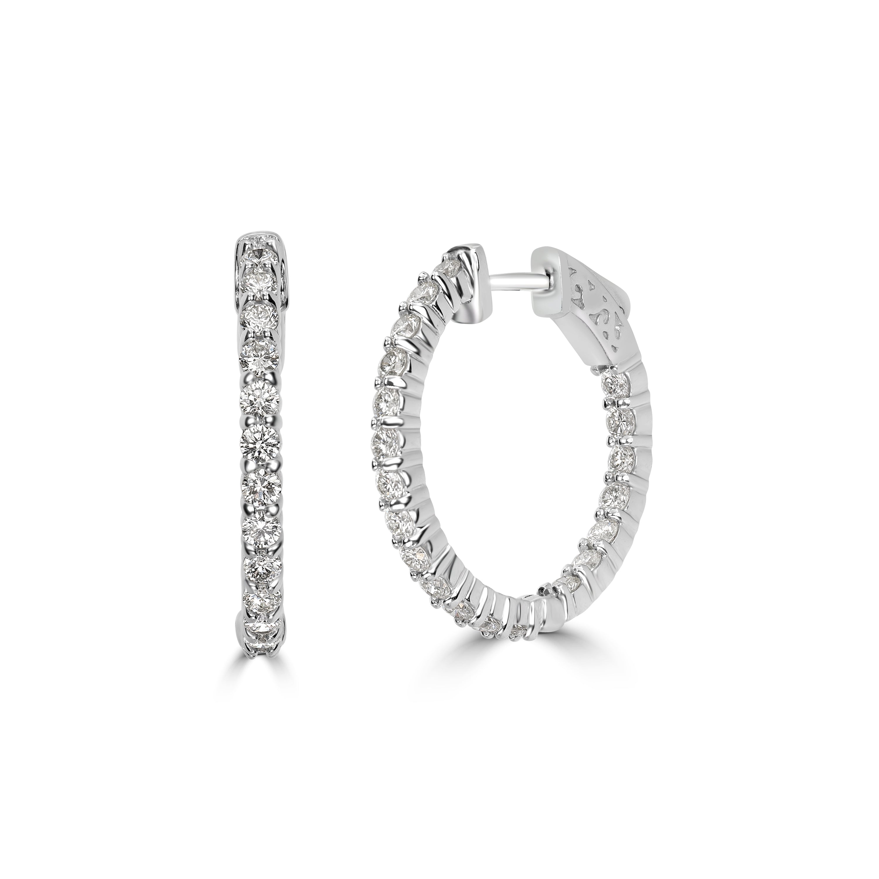 1.54 ct Diamond Inside-Out Hoop Earrings in 14K White Gold