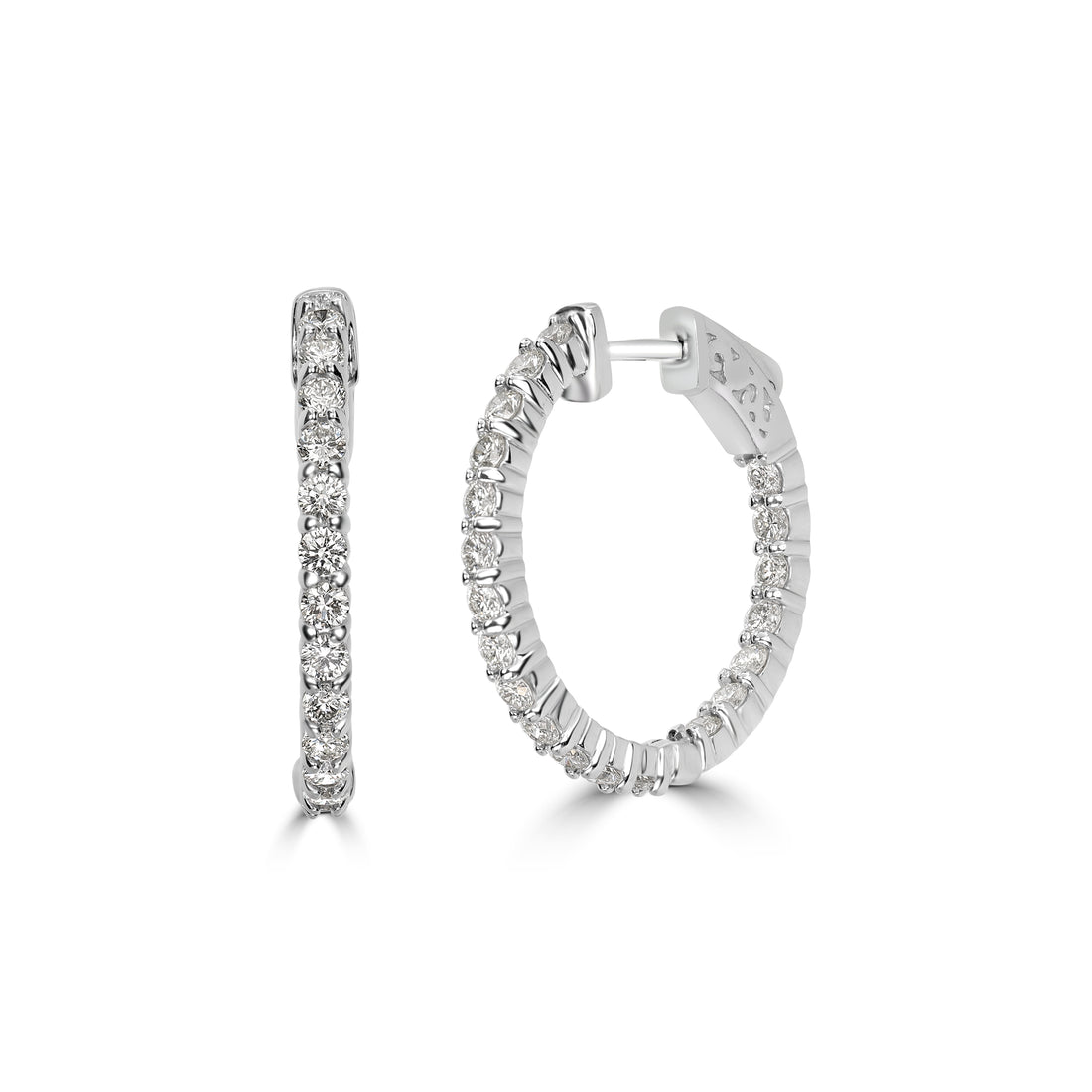 1.54 ct Diamond Inside-Out Hoop Earrings in 14K White Gold