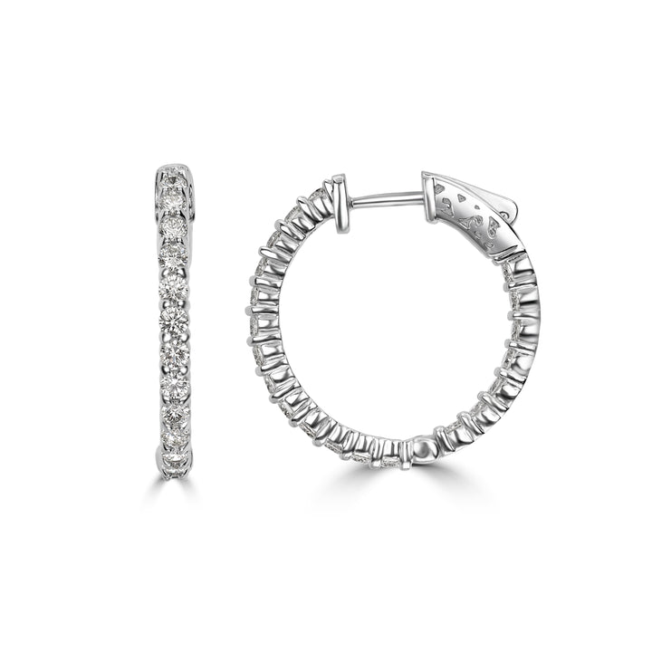 1.54 ct Diamond Inside-Out Hoop Earrings in 14K White Gold