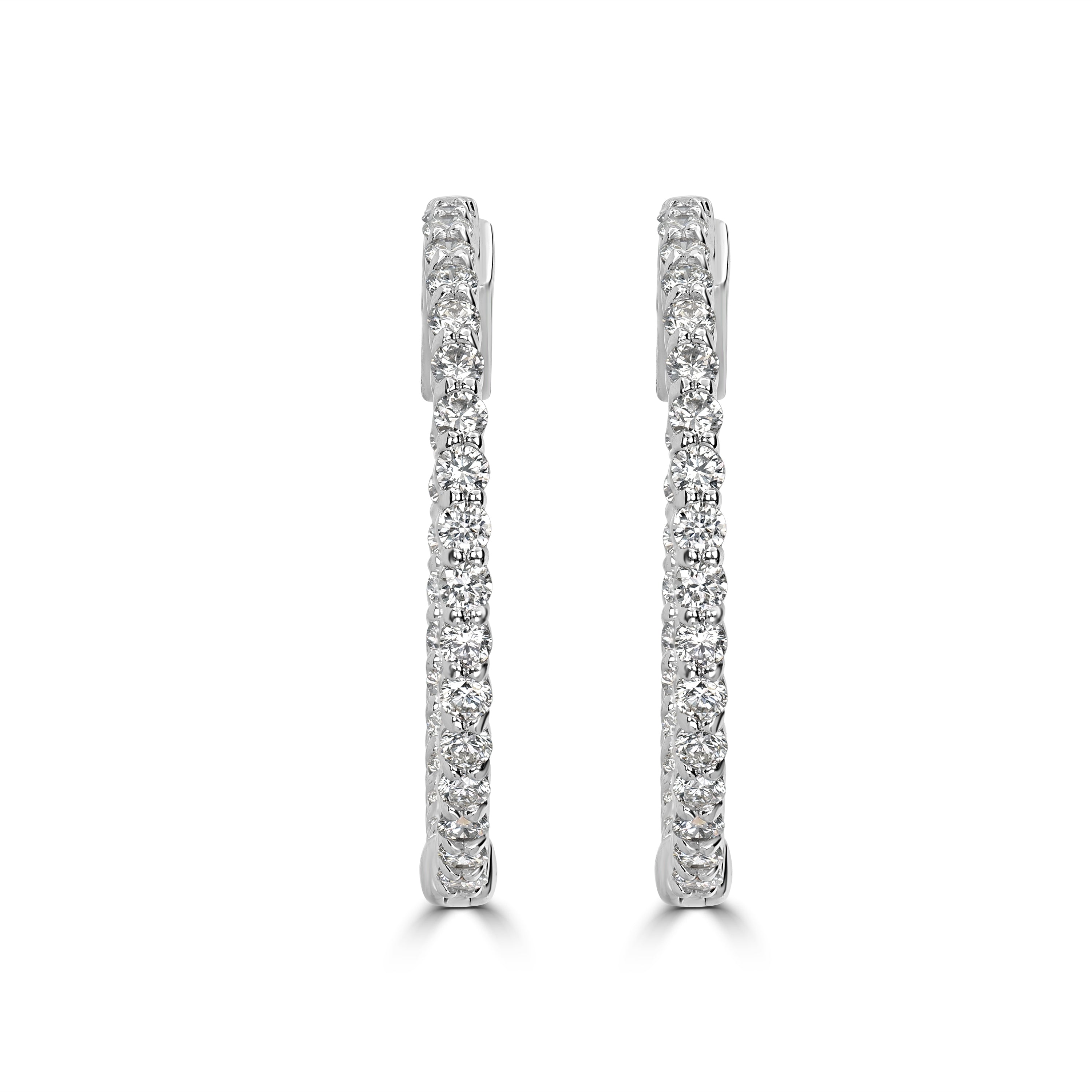 2.30 ct Diamond Inside-Out Hoop Earrings in 14K White Gold