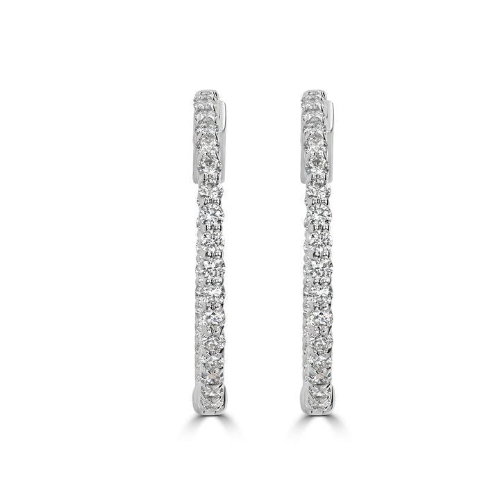 2.30 ct Diamond Inside-Out Hoop Earrings in 14K White Gold
