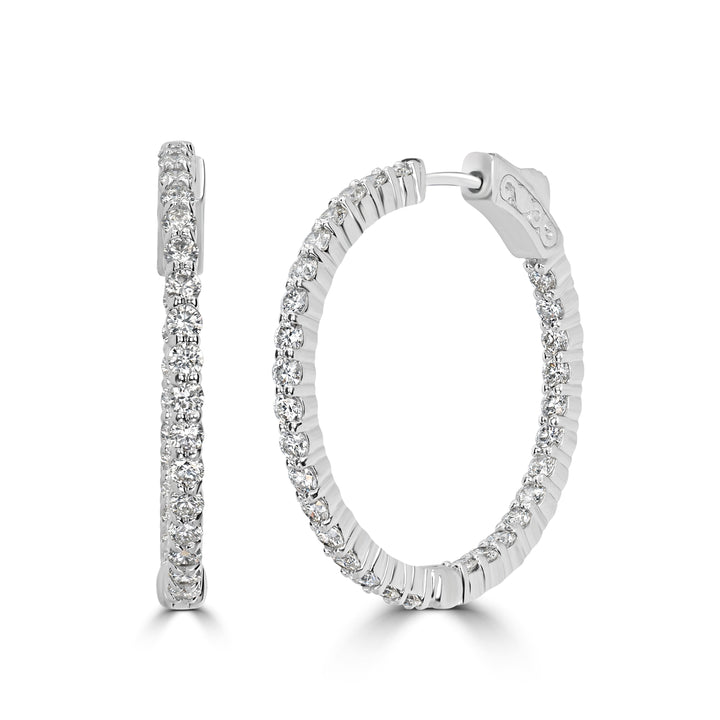 2.30 ct Diamond Inside-Out Hoop Earrings in 14K White Gold