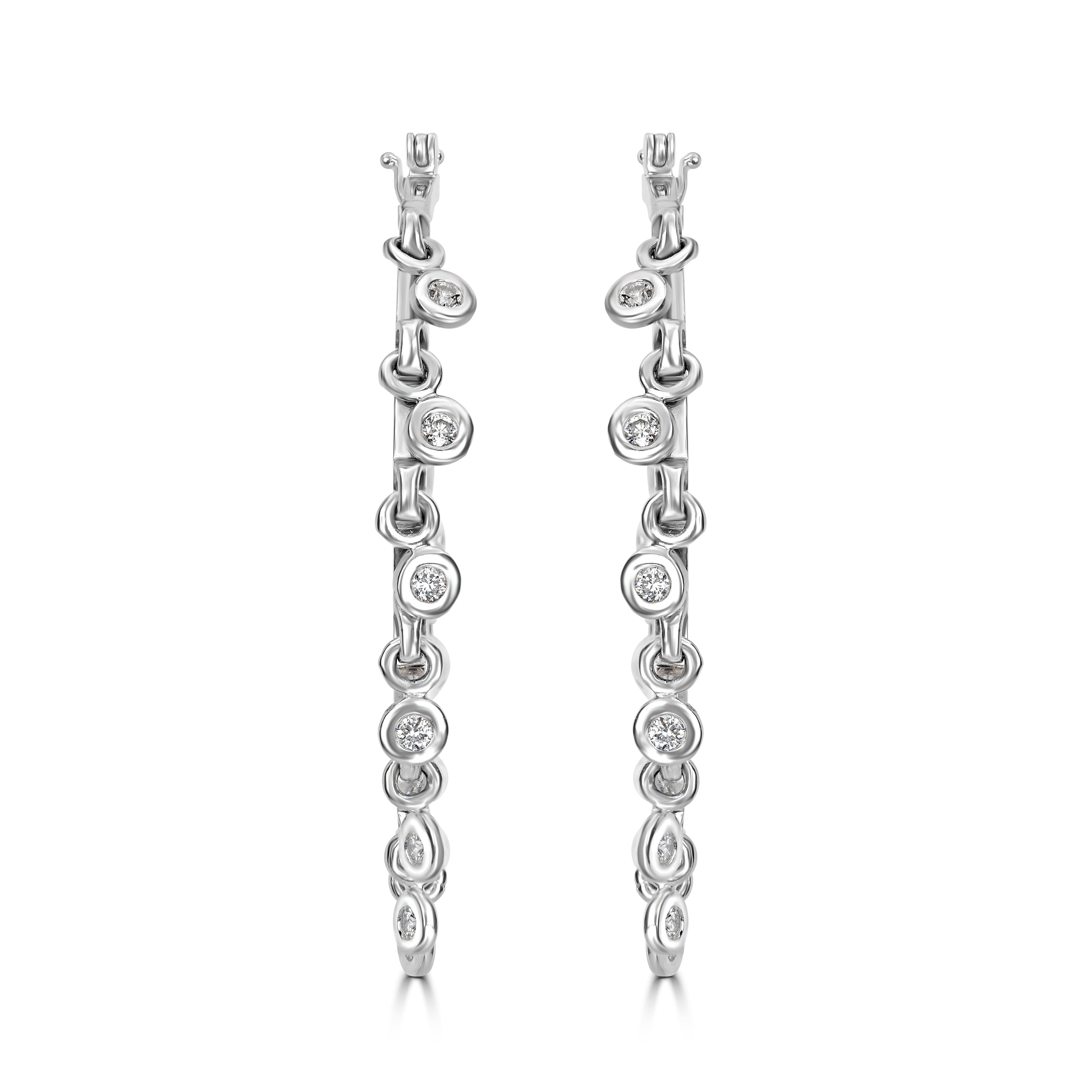 0.66 ct Diamond Hoop Earrings in 14K White Gold