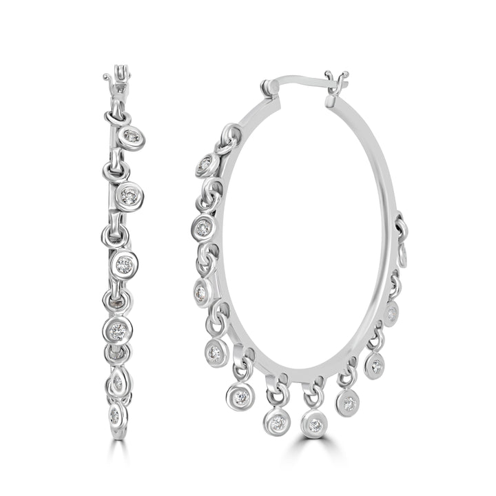 0.66 ct Diamond Hoop Earrings in 14K White Gold