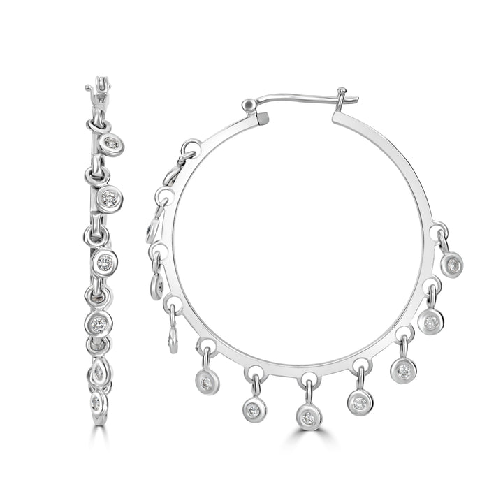 0.66 ct Diamond Hoop Earrings in 14K White Gold