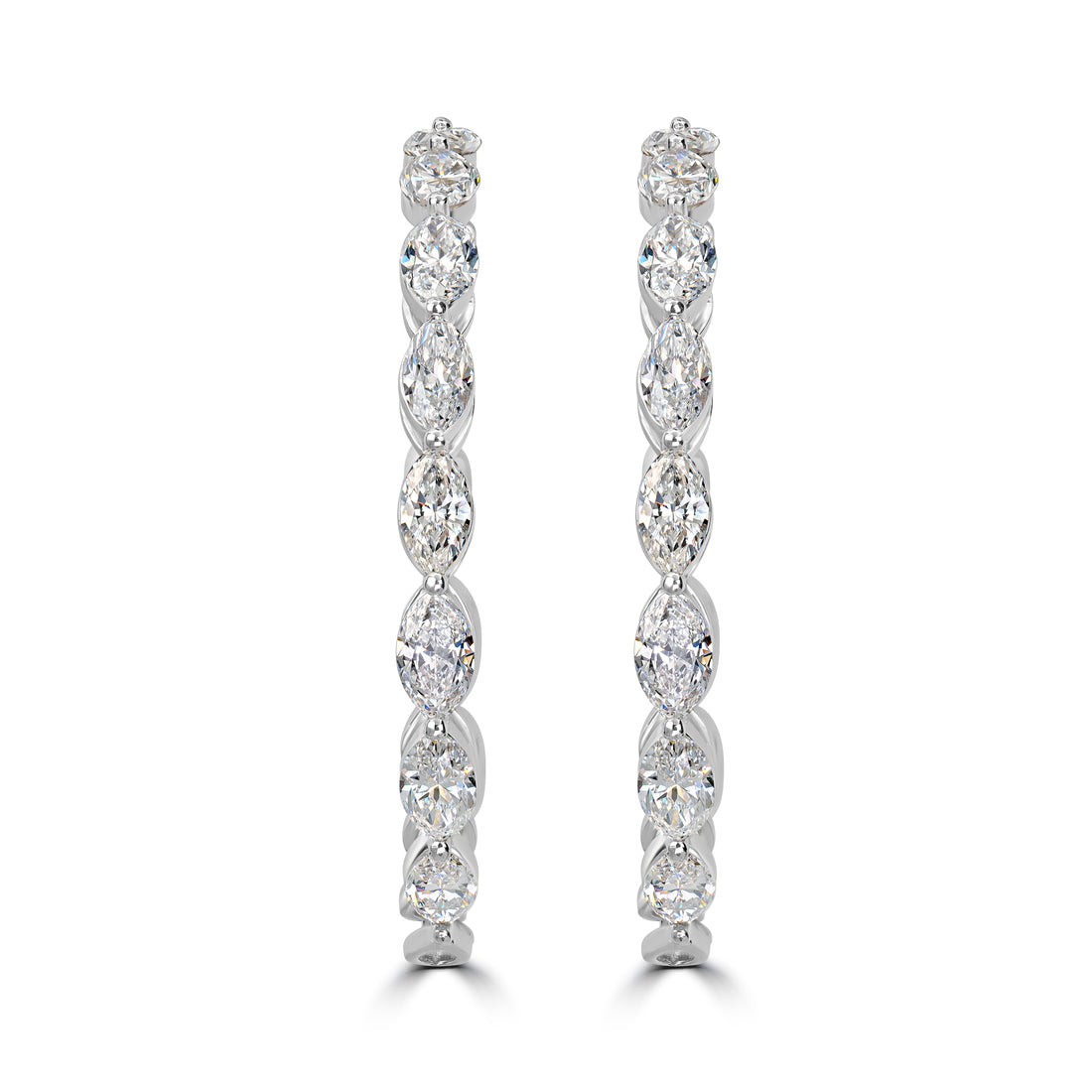 4.78 ct Diamond Hoop Earring in 18K White Gold